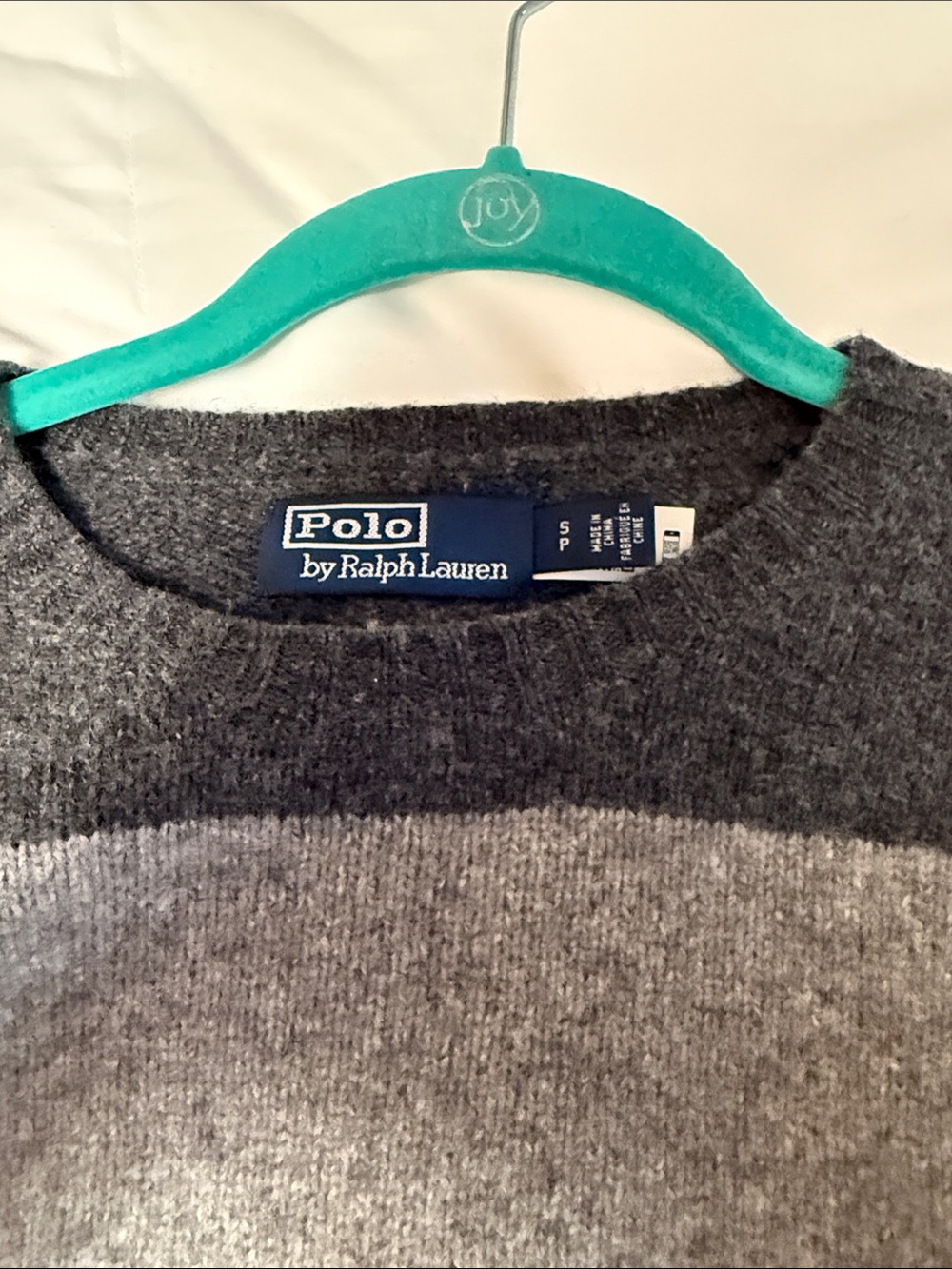 Polo by Ralph Lauren Two-Tone Gray Crewneck Sweater Suede Elbow Patches small